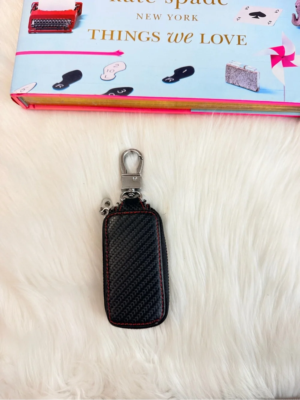 Mercedes-Benz Black Leather Key Holder with Red and Yellow Stripe